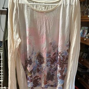 Loft Outlet Floral Print Cream Top